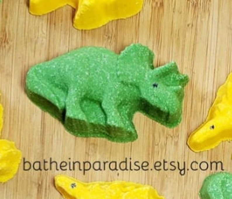 Dinosaur Bath Bomb with Dino Toy Surprise Inside for Kids Green Triceratops