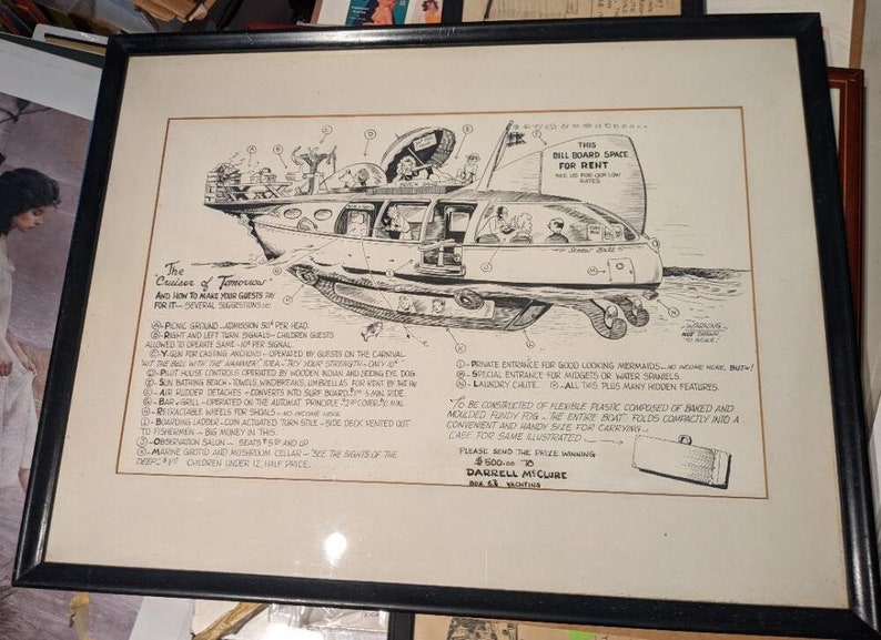 Darrell McClure original boating art 1950's image 1