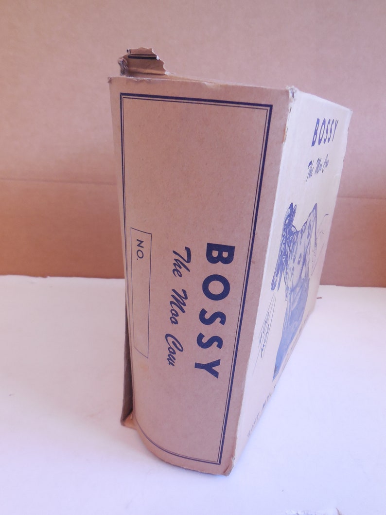 1960s Bossy the Moo Cow Original Box | Vintage Tin Litho Toy