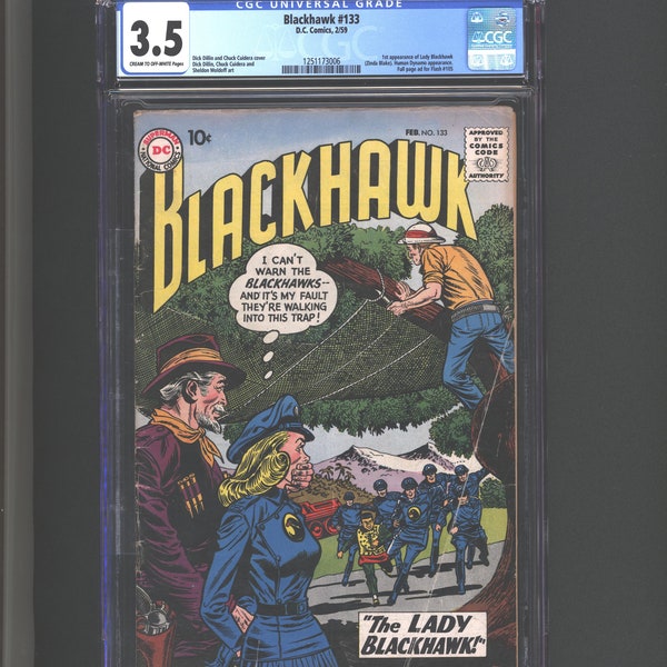 Blackhawk #133    CGC 3.5    1st Appearance of Lady Blackhawk