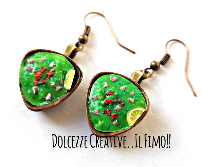 parsley onion tomato lemon with avocado gift idea Earrings bowl guacamole