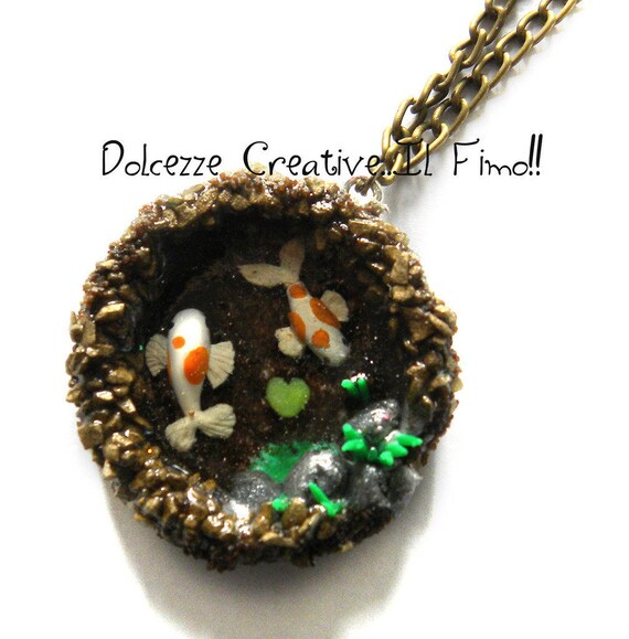 Collier étang Poissons Fleur De Lotus Carpe Koi Pond Plantes Aquatiques Pierres