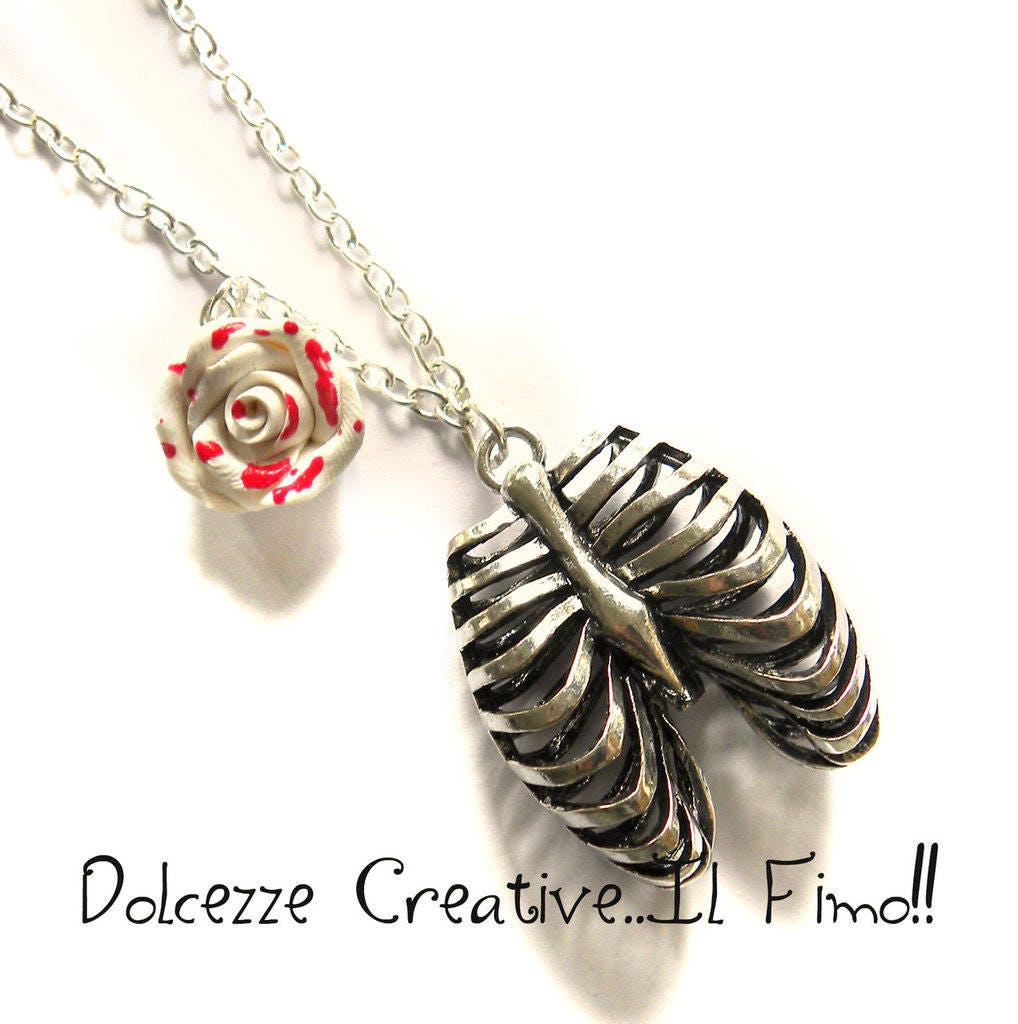 Collana Gabbia Toracica Cassa toracica Emo Dark Goth Rosa ...