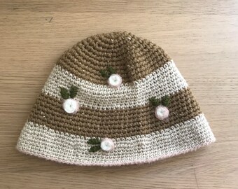 Embroidered hat, wool hat, fisherman&#39;s hat, bucket hat, striped hat, crochet hat, women&#39;s hat