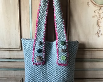 Wool bag, wool shopper, shoulder bag, boho bag, knitted bag, handmade bags, handmade bags