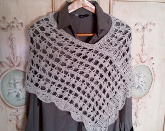 Handmade poncho, wool shrug, crochet hook, wool cape, Cape