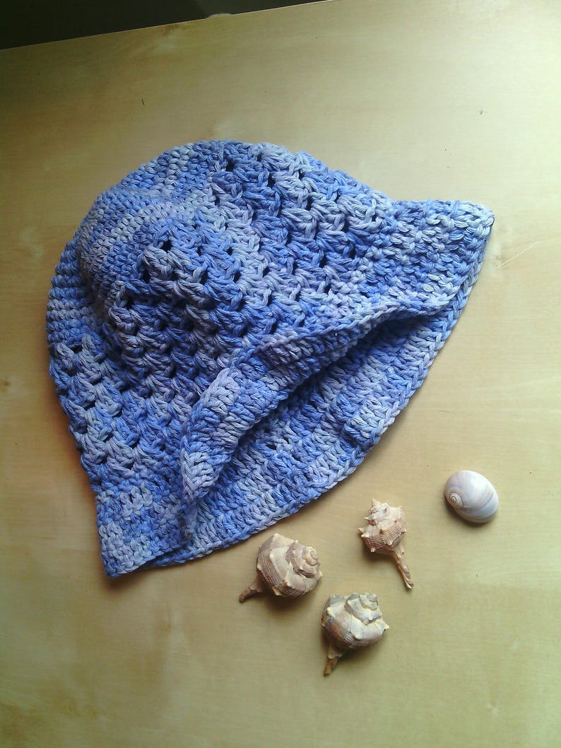 cap summer cloche ecological cotton blue delav\u00e8 cotton crochet hat for girls