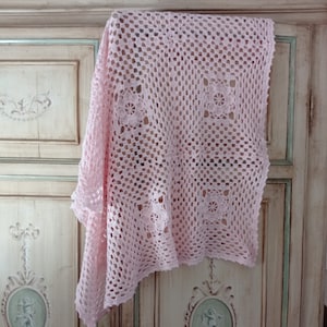 Crochet cover, granny square cover, pink cover, cot cover, crochet flower cover, Italy cover, newborn cover