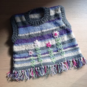 Girl&#39;s wool vest, embroidered vest, boho girl&#39;s vest, knitted vest, children&#39;s vest,