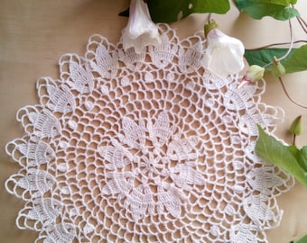 Napperon au crochet - Napperon en coton shabby chic - Décoration d'intérieur romantique - Crochet fait main - Napperon blanc - Dentelle d'Italie - Napperons
