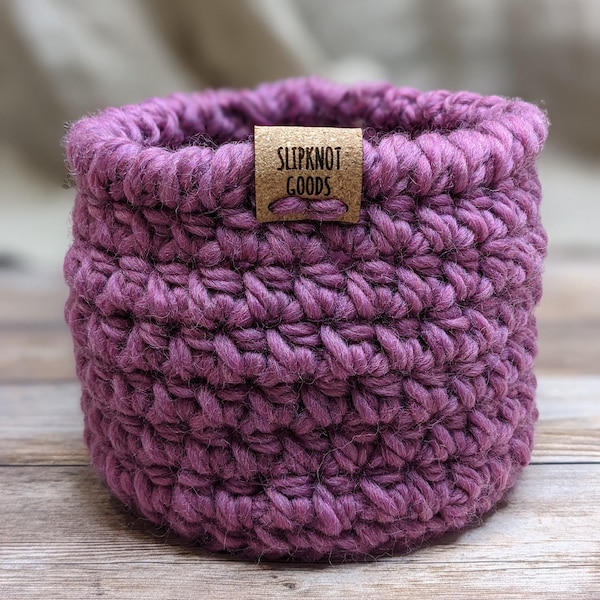 Pink Upcycled Wool Basket, Crochet Basket, Crochet Bin, Plant Basket, Natural Basket, Home Decor, Handmade, Housewarming Gift, Ready To Ship