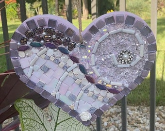 Mosaic heart wall decor, heart mosaic , wood heart mosaic, Mosaic mixed media heart