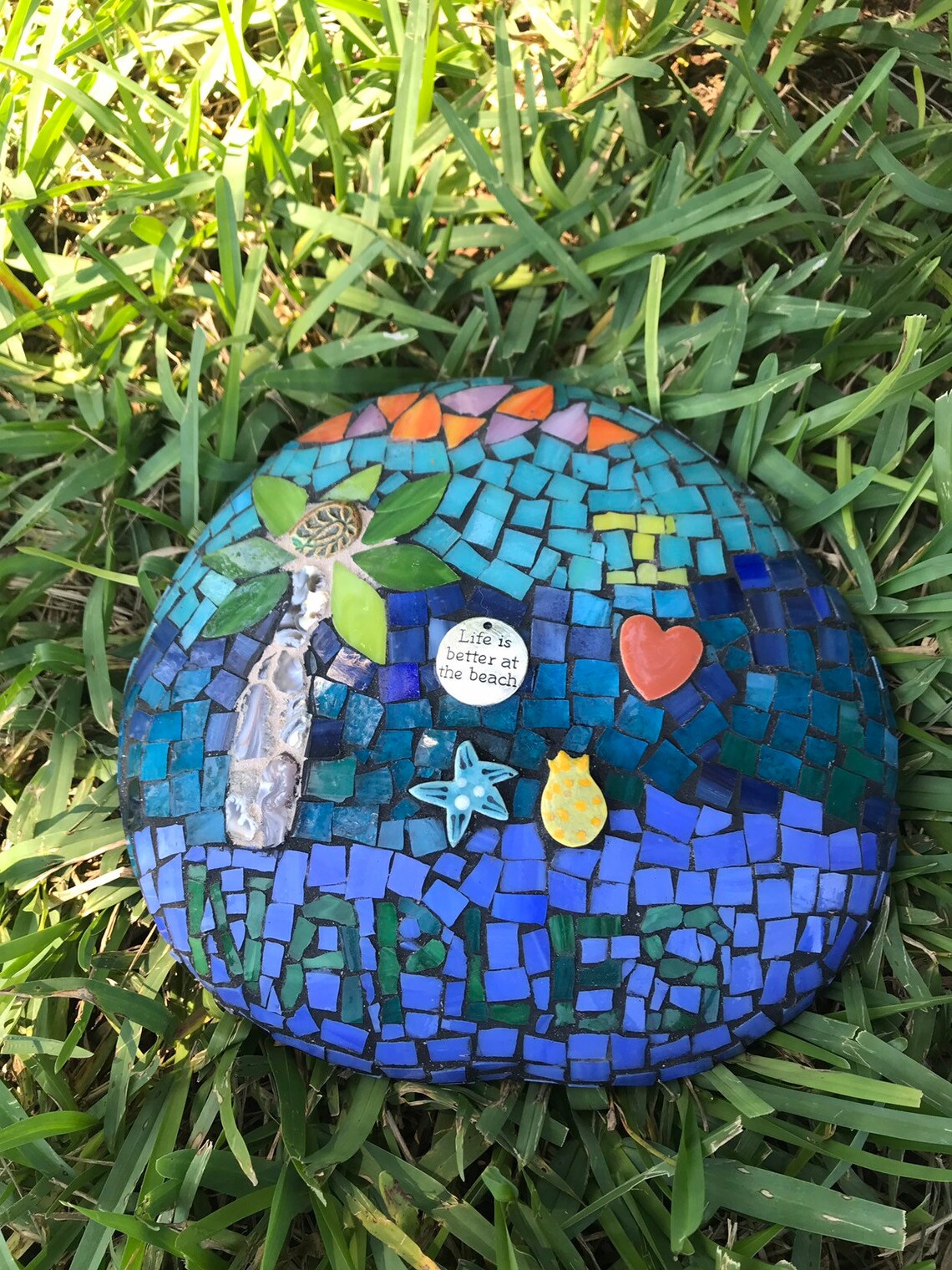 Mosaic Rock, Mosaic Art, Garden Decor , Home Decor , Beach Decor ...