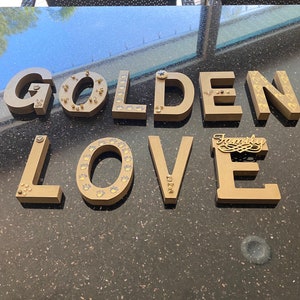 Golden retriever art, wood letters, wood art, golden retriever home decor  golden love handmade