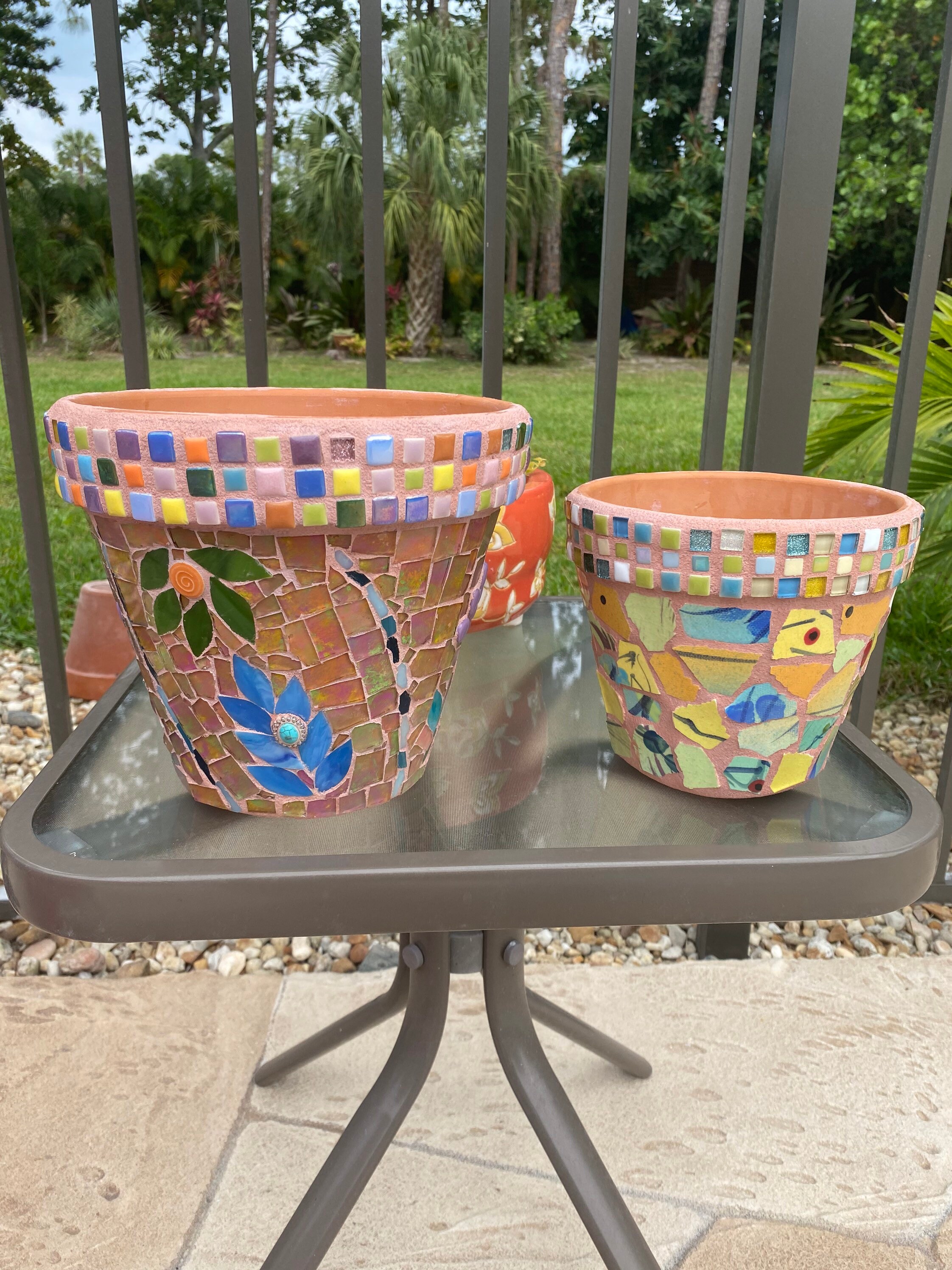 Large Mosaic garden pot mosaic art mosaic garden decorhome Etsy