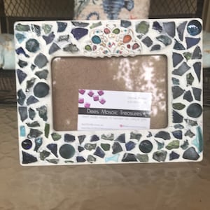 Mosaic frame picture frame home decor  mosaic  4x6 frame  beach decor coastal mosaic art work handmade