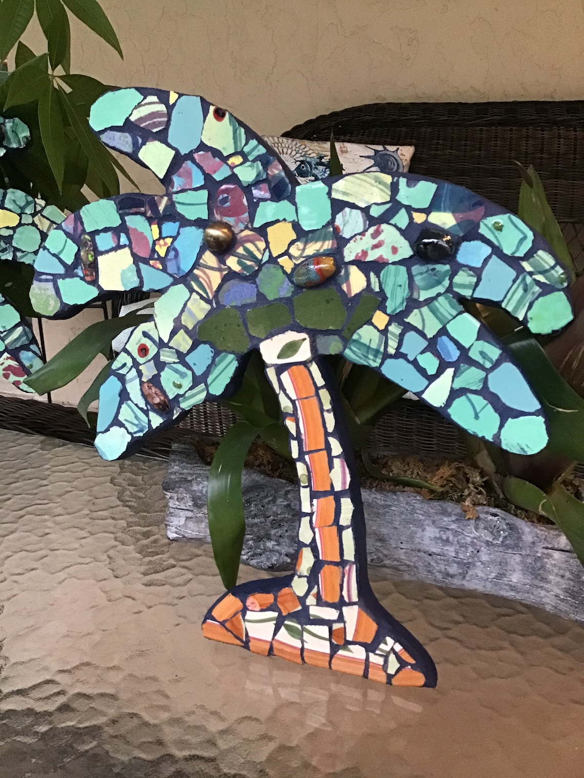 Mosaic Palm Tree Mosaic Home Decor Beach Coastal Etsy