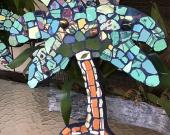 Mosaic Palm tree, mosaic home decor, beach, coastal decor,mosaic art