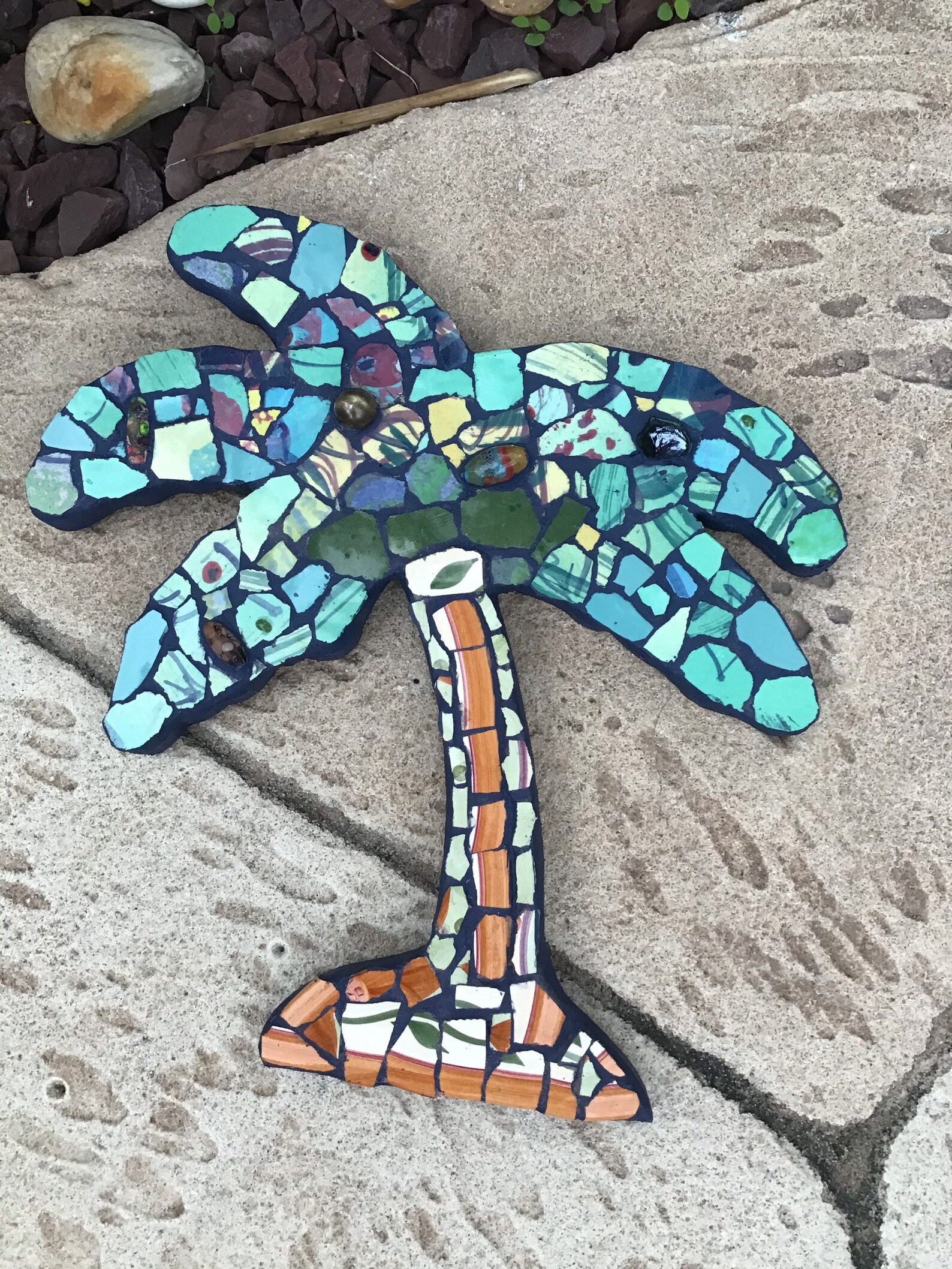 Mosaic Palm Tree Mosaic Home Decor Beach Coastal Etsy