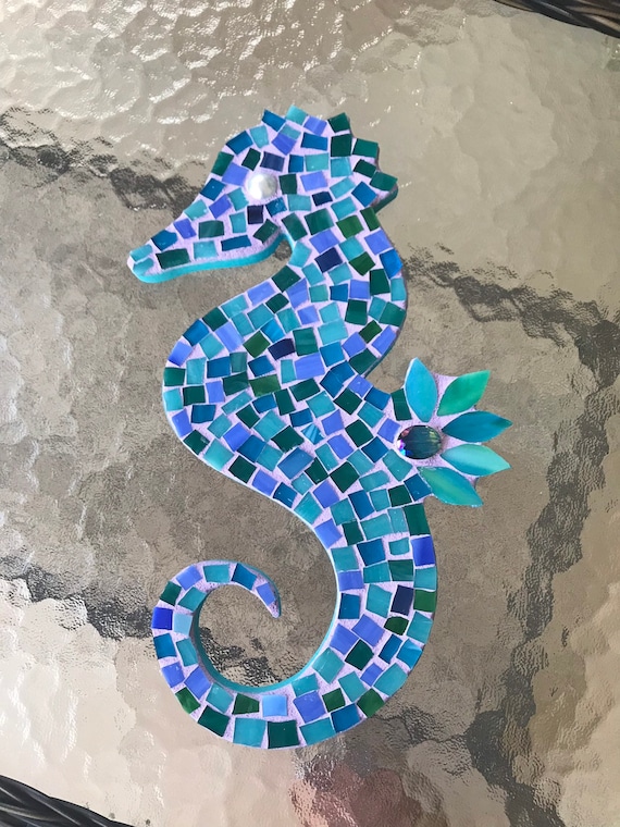 Mosaic Seahorse Coastal Decor Beach Decor Mosaic Home Etsy