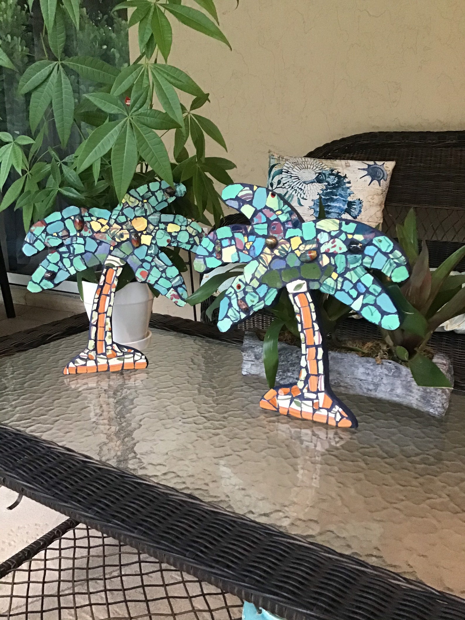 Mosaic Palm Tree Mosaic Home Decor Beach Coastal Etsy