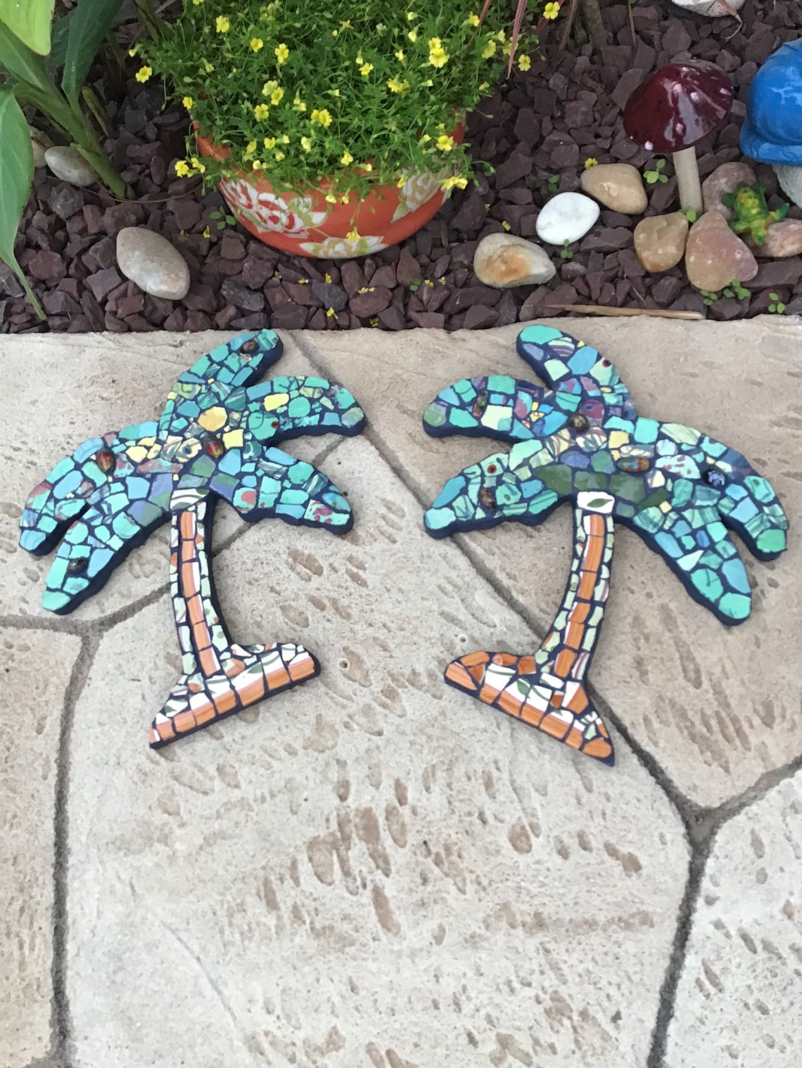 Mosaic Palm Tree Mosaic Home Decor Beach Coastal Etsy