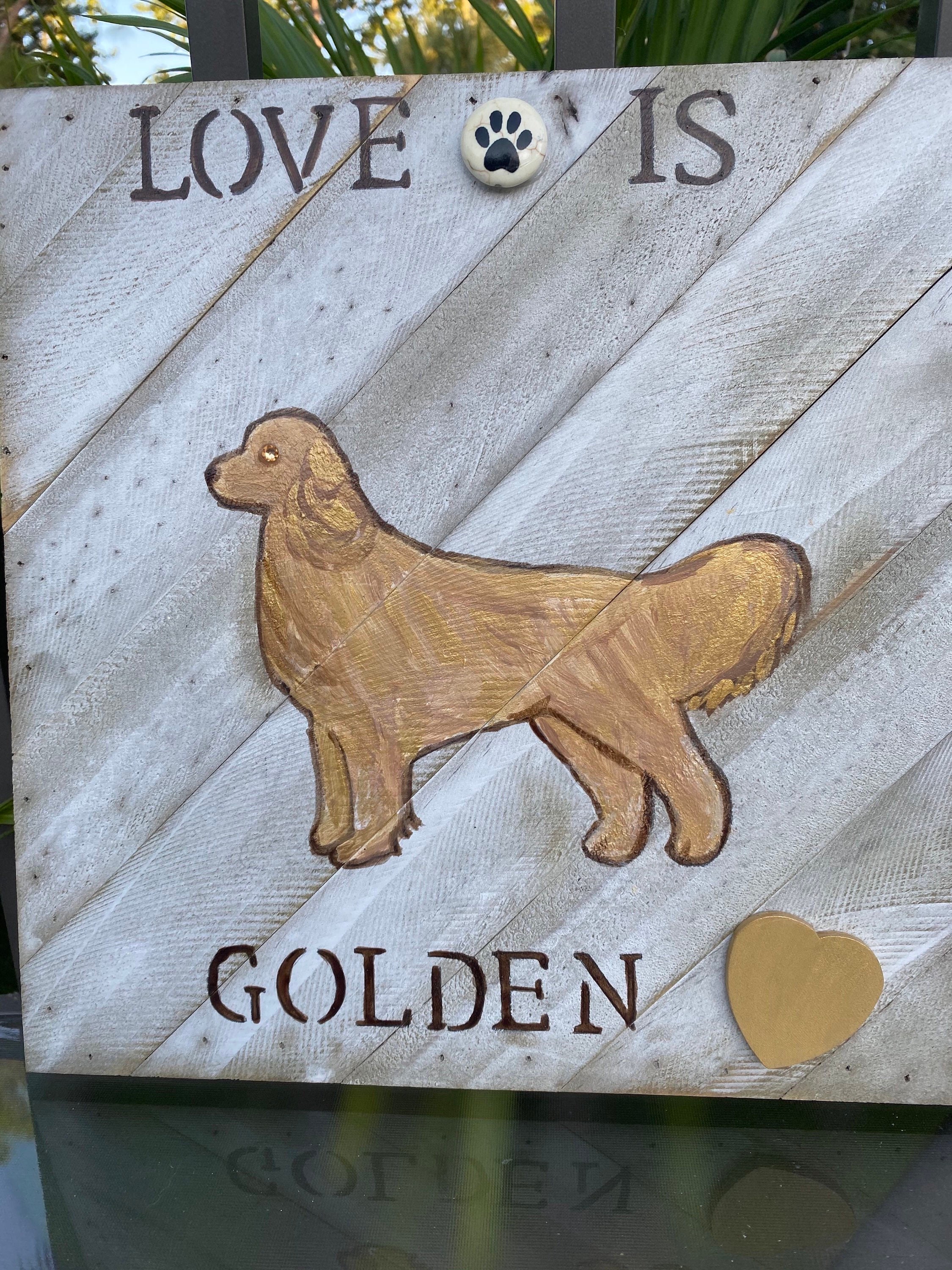 Golden retriever art, golden retriever home decor, wall art, dog wall