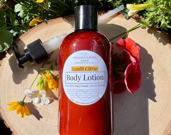 Sunlit Citrus Lotion | Hand & Body Moisturizer | Natural Cream for Soft Hydrated Skin | 8.4 oz
