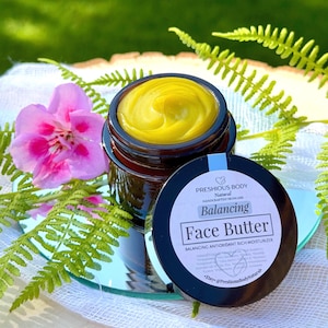 Balancing Face Butter, Organic Facial Moisturizer, Plant-Based Clear Skin Salve, Natural Skincare, Glass Jar