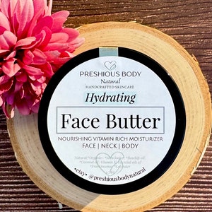 Hydrating Face Butter | Nourishing Moisturizer | Face Moisturizer | Glass Jar 4.5 oz | Natural Skincare