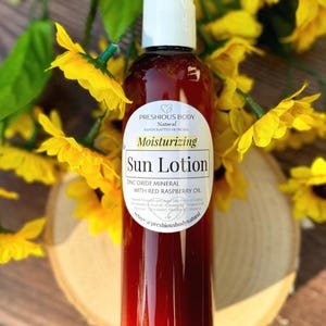 Sun Lotion | Zinc Oxide Mineral Moisturizer | Red Raspberry Oil | Natural Skincare | 4 oz
