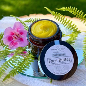 Balancing Face Butter, Organic Facial Moisturizer For Fussy Skin, Clear Skin Salve, Plant-Based, Natural Skincare, Glass Jar