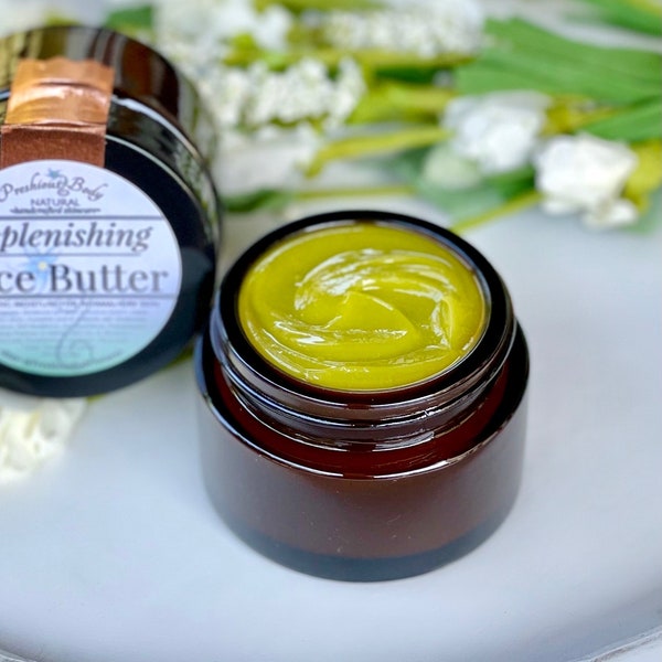 Replenishing Face Butter | Vitamin Rich Moisturizer With Hyaluronic Acid | Antioxidant Face Moisturizer | Glass Jar | Natural Skincare