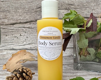 Cinnamon Vanilla Body Serum, Nourishing Moisturizer with Castor Oil, Natural Skincare