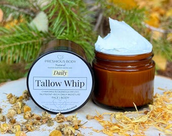 Tallow with Chamomile & Calendula Infused Jojoba Oil | Face and Body Nutrient Rich Moisturizer