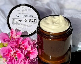 Zinc Hydrating Face Butter | Mineral Moisturizer | Organic Shea & Rosehip Oil | Nourishing Skincare