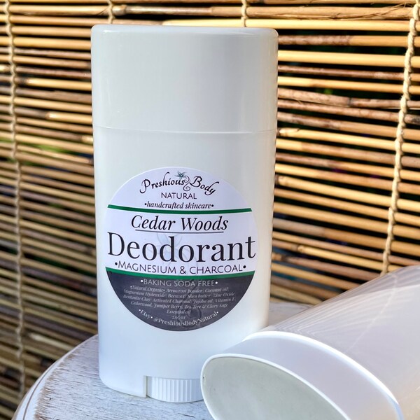 Cedar Woods Deodorant | Baking Soda Free | Magnesium & Charcoal formula with Bentonite Clay and Zinc Oxide- 2.65 oz