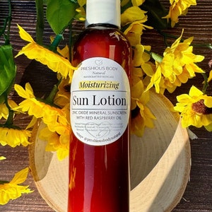 Sun Lotion | Zinc Oxide Mineral Moisturizer With Red Raspberry Oil | Natural UV Skincare | 4 oz