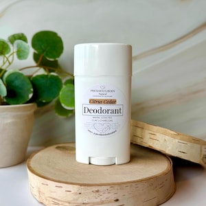 Natural Magnesium Deodorant • Citrus Cedar, Charcoal + Clay Deodorant Stick, Baking Soda Free, Aluminum Free, Essential Oil Deodorant