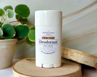 Citrus Cedar Natural Deodorant, Charcoal & Clay, Baking Soda Free