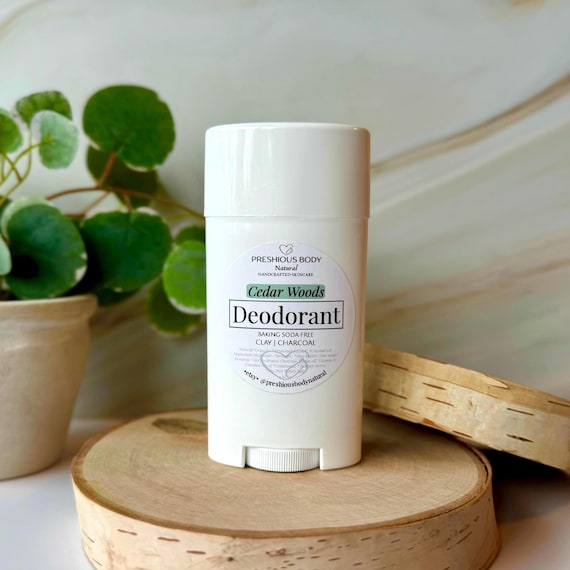 Cedar Woods Natural Deodorant, Charcoal & Clay, Baking Soda Free