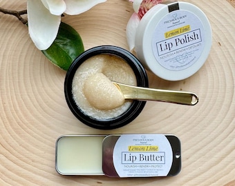 Lip Kit | Organic Lip Polish & Butter Set | Exfoliating Scrub - Moisturizing Balm Duo