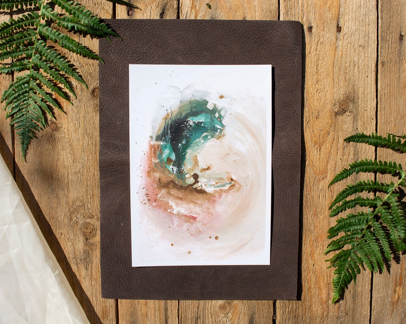 Home Decor Wall Art Neutral Abstract A5A4 Art Print Acrylic Pink Green Blue Apricot Colourful