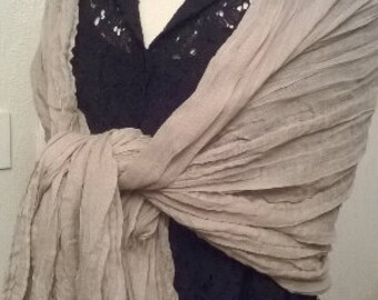 Large shawl, scarf and scarf, in crumpled cotton, Cotton scarf, Gift Woman, scarf woman, scarf girl, gift woman, gift girl