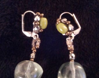 Earrings pierced with glass beads