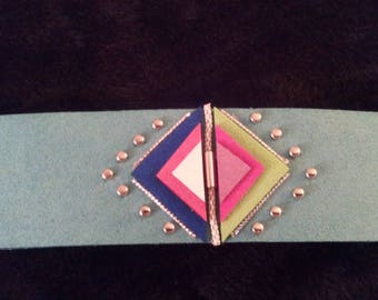Handmade, Suede bracelet, turquoise blue color, women's bracelet, women's jewelry, women's gift