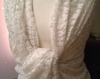 Large cream-colored lace shawl