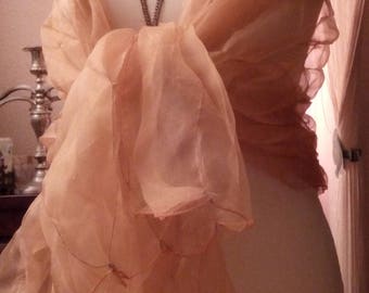 Large shawl, in silk organza, embroidered, white color, women's shawl, women's gift, wedding stole, women's stole, girls' stole