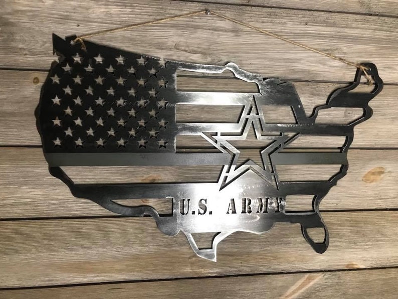 Metal American flag Plasma Cut wall decor with all 50 stars Etsy