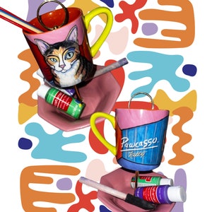 The "Pia" - An Artys Fartsy Feline 2 Tiered Plate Stand